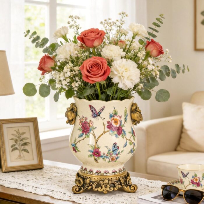 KAMMAK Colored Ceramic Vase, Beautiful Hand-Painted Decorative Vase, Modern Art Porcelain Vase for Flower Mantle Dining Table Centerpiece, Entryway Living Room Wedding...