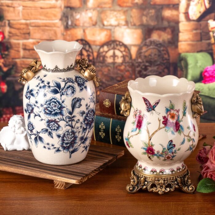 KAMMAK Colored Ceramic Vase, Beautiful Hand-Painted Decorative Vase, Modern Art Porcelain Vase for Flower Mantle Dining Table Centerpiece, Entryway Living Room Wedding...
