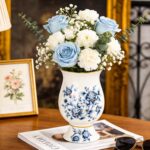 KAMMAK Colored Ceramic Vase, Beautiful Hand-Painted Decorative Vase, Modern Art Porcelain Vase for Flower Mantle Dining Table Centerpiece, Entryway Living Room Wedding...