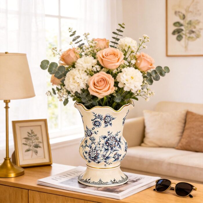KAMMAK Colored Ceramic Vase, Beautiful Hand-Painted Decorative Vase, Modern Art Porcelain Vase for Flower Mantle Dining Table Centerpiece, Entryway Living Room Wedding...