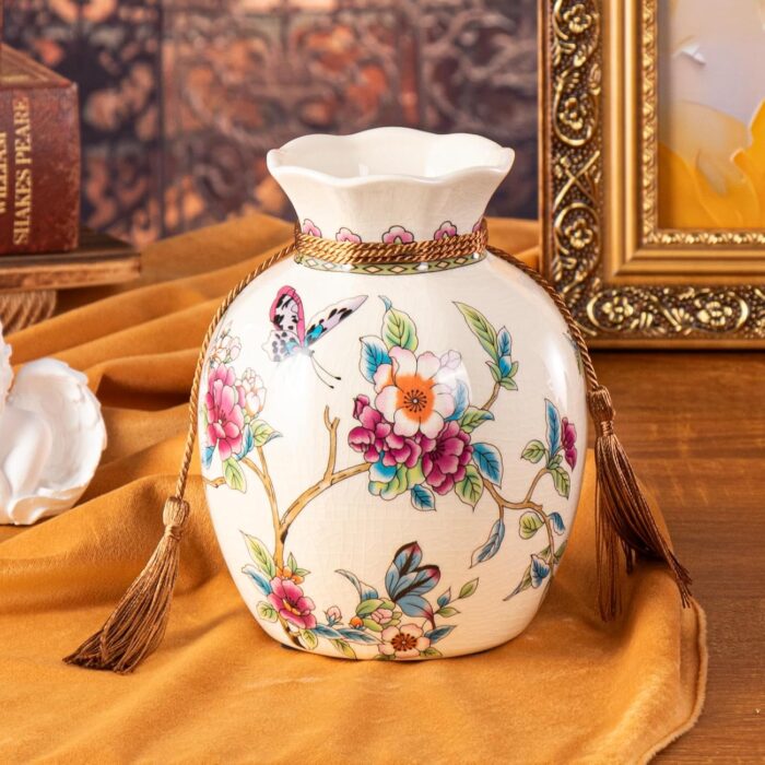 KAMMAK Colored Ceramic Vase, Beautiful Hand Painted Decorative Vase, Modern Art Porcelain Vase for Flower Mantle Dining Table Centerpiece, Entryway Living Room Wedding... KAMMAK 8HPLZ040 ceramic vase close-up material texture detail image 4
