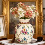KAMMAK Colored Ceramic Vase, Beautiful Hand Painted Decorative Vase, Modern Art Porcelain Vase for Flower Mantle Dining Table Centerpiece, Entryway Living Room Wedding... KAMMAK 8HPLZ040 ceramic vase styled home decor setting image 5