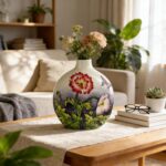 KAMMAK Colored Ceramic Vase, Beautiful Hand-Painted Decorative Vase, Modern Art Porcelain Vase for Flower Mantle Dining Table Centerpiece, Entryway Living Room Wedding...