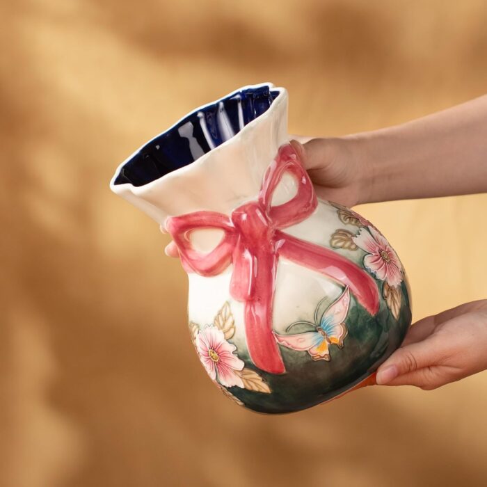 KAMMAK Colored Ceramic Vase, Beautiful Hand-Painted Decorative Vase, Modern Art Porcelain Vase for Flower Mantle Dining Table Centerpiece, Entryway Living Room Wedding...