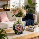 KAMMAK Colored Ceramic Vase, Beautiful Hand-Painted Decorative Vase, Modern Art Porcelain Vase for Flower Mantle Dining Table Centerpiece, Entryway Living Room Wedding...