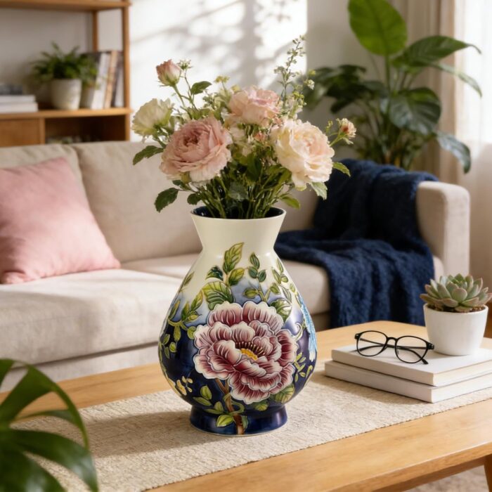 KAMMAK Colored Ceramic Vase, Beautiful Hand-Painted Decorative Vase, Modern Art Porcelain Vase for Flower Mantle Dining Table Centerpiece, Entryway Living Room Wedding...