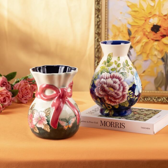 KAMMAK Colored Ceramic Vase, Beautiful Hand-Painted Decorative Vase, Modern Art Porcelain Vase for Flower Mantle Dining Table Centerpiece, Entryway Living Room Wedding...