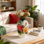 KAMMAK Colored Ceramic Vase, Beautiful Hand-Painted Decorative Vase, Modern Art Porcelain Vase for Flower Mantle Dining Table Centerpiece, Entryway Living Room Wedding...