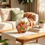 KAMMAK Colored Ceramic Vase, Beautiful Hand-Painted Decorative Vase, Modern Art Porcelain Vase for Flower Mantle Dining Table Centerpiece, Entryway Living Room Wedding...