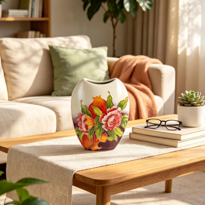 KAMMAK Colored Ceramic Vase, Beautiful Hand-Painted Decorative Vase, Modern Art Porcelain Vase for Flower Mantle Dining Table Centerpiece, Entryway Living Room Wedding...
