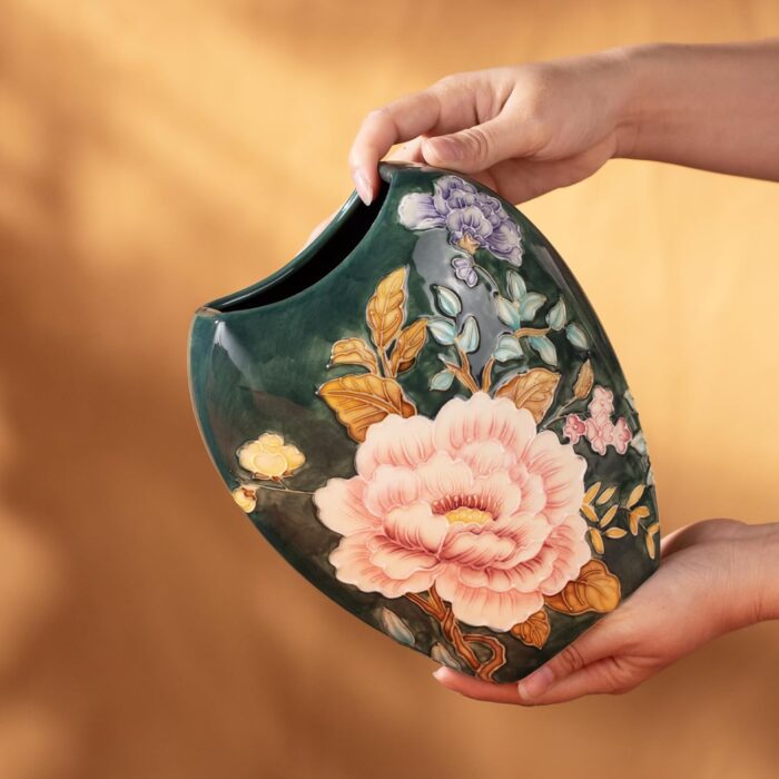 KAMMAK Colored Ceramic Vase, Beautiful Hand-Painted Decorative Vase, Modern Art Porcelain Vase for Flower Mantle Dining Table Centerpiece, Entryway Living Room Wedding...