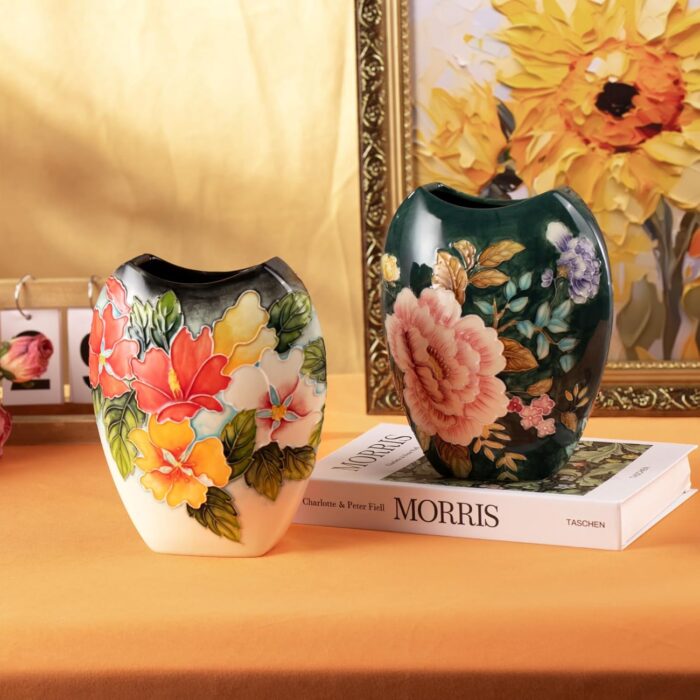KAMMAK Colored Ceramic Vase, Beautiful Hand-Painted Decorative Vase, Modern Art Porcelain Vase for Flower Mantle Dining Table Centerpiece, Entryway Living Room Wedding...