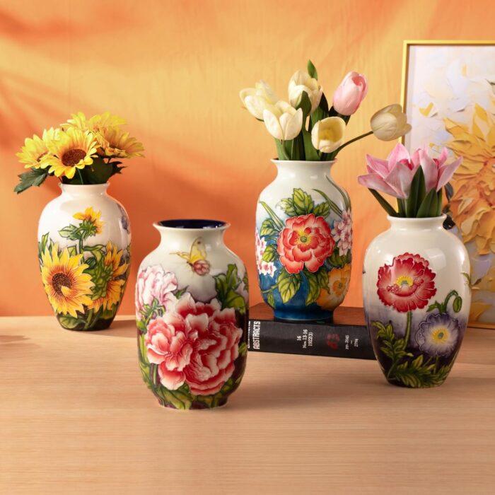 KAMMAK Colored Ceramic Vase, Beautiful Hand-Painted Decorative Vase, Modern Art Porcelain Vase for Flower Mantle Dining Table Centerpiece, Entryway Living Room Wedding...