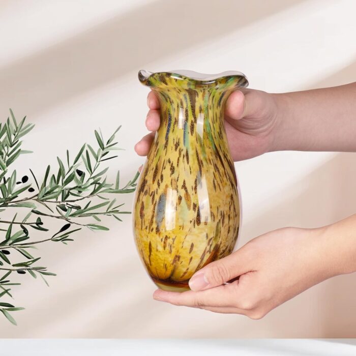 KAMMAK Colored Glass Vase Beautiful Hand Blown Decorative Vase FH022