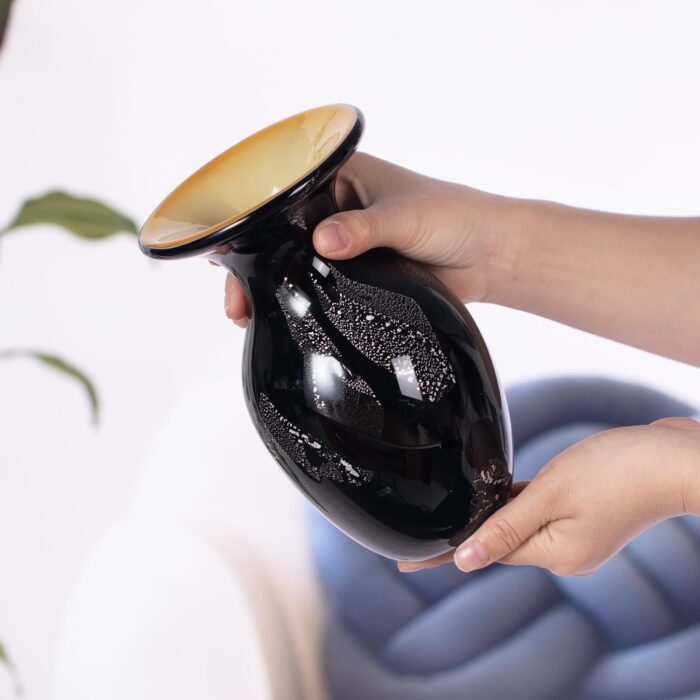 KAMMAK Colored Glass Vase, Beautiful Hand Blown Decorative Vase, Modern Art Vase for Flower Mantle Dining Table Centerpiece, Entryway Living Room Wedding Decoration, FH02007