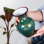 KAMMAK Colored Glass Vase, Beautiful Hand Blown Decorative Vase, Modern Art Vase for Flower Mantle Dining Table Centerpiece, Entryway Living Room Wedding Decoration, FH02074 KAMMAK 8HPFH02074 glass vase styled on dining table image 5
