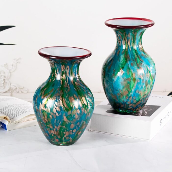 KAMMAK Colored Glass Vase, Beautiful Hand Blown Decorative Vase, Modern Art Vase for Flower Mantle Dining Table Centerpiece, Entryway Living Room Wedding Decoration, FH02075 KAMMAK 8HPFH02075 glass vase shape and proportion detail image 3