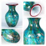 KAMMAK Colored Glass Vase, Beautiful Hand Blown Decorative Vase, Modern Art Vase for Flower Mantle Dining Table Centerpiece, Entryway Living Room Wedding Decoration, FH02075 KAMMAK 8HPFH02075 glass vase close-up material texture detail image 4