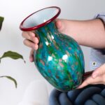 KAMMAK Colored Glass Vase, Beautiful Hand Blown Decorative Vase, Modern Art Vase for Flower Mantle Dining Table Centerpiece, Entryway Living Room Wedding Decoration, FH02075 KAMMAK 8HPFH02075 glass vase styled on dining table image 5
