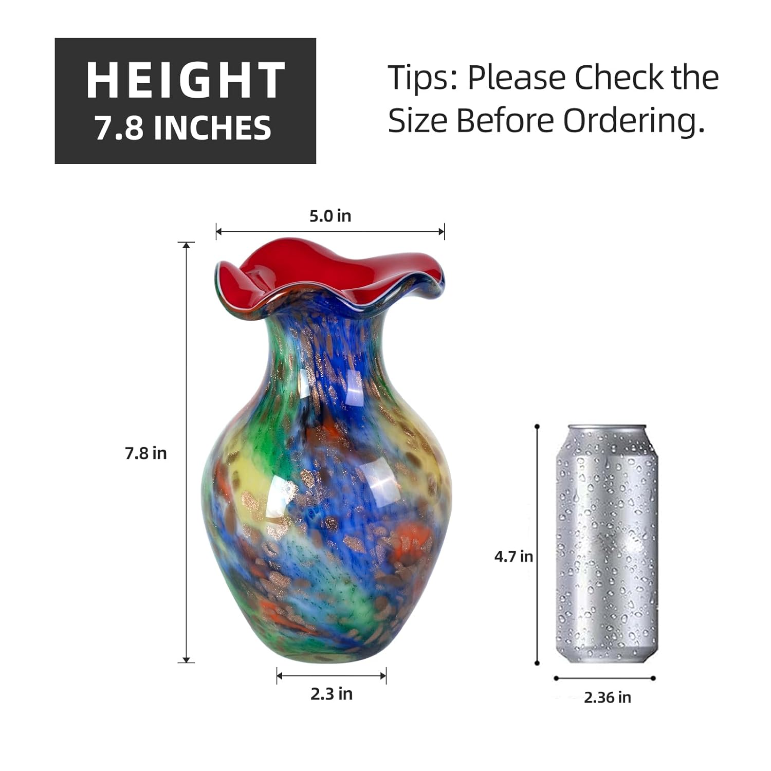 KAMMAK 8HPFH02078 glass vase front view in product description