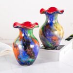 KAMMAK Colored Glass Vase, Beautiful Hand Blown Decorative Vase, Modern Art Vase for Flower Mantle Dining Table Centerpiece, Entryway Living Room Wedding Decoration, FH02078 KAMMAK 8HPFH02078 glass vase shape and proportion detail image 3
