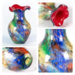 KAMMAK Colored Glass Vase, Beautiful Hand Blown Decorative Vase, Modern Art Vase for Flower Mantle Dining Table Centerpiece, Entryway Living Room Wedding Decoration, FH02078 KAMMAK 8HPFH02078 glass vase close-up material texture detail image 4