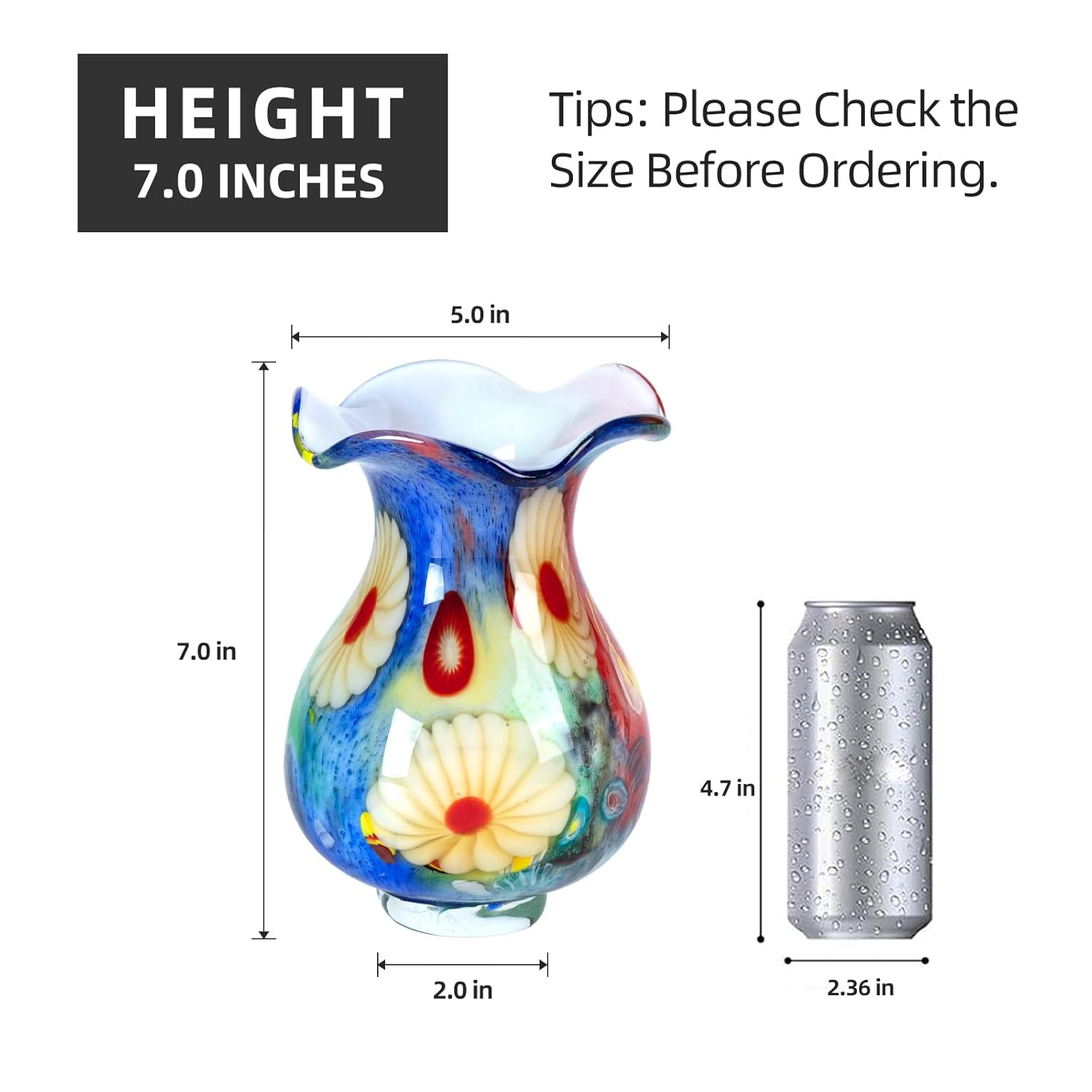 KAMMAK 8HPFH02081 glass vase front view in product description