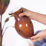 KAMMAK Colored Glass Vase, Beautiful Hand Blown Decorative Vase, Modern Art Vase for Flower Mantle Dining Table Centerpiece, Entryway Living Room Wedding Decoration, FH02008