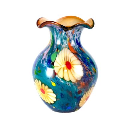 KAMMAK Colored Glass Vase, Beautiful Hand Blown Decorative Vase, Modern Art Vase for Flower Mantle Dining Table Centerpiece, Entryway Living Room Wedding Decoration, FH02030
