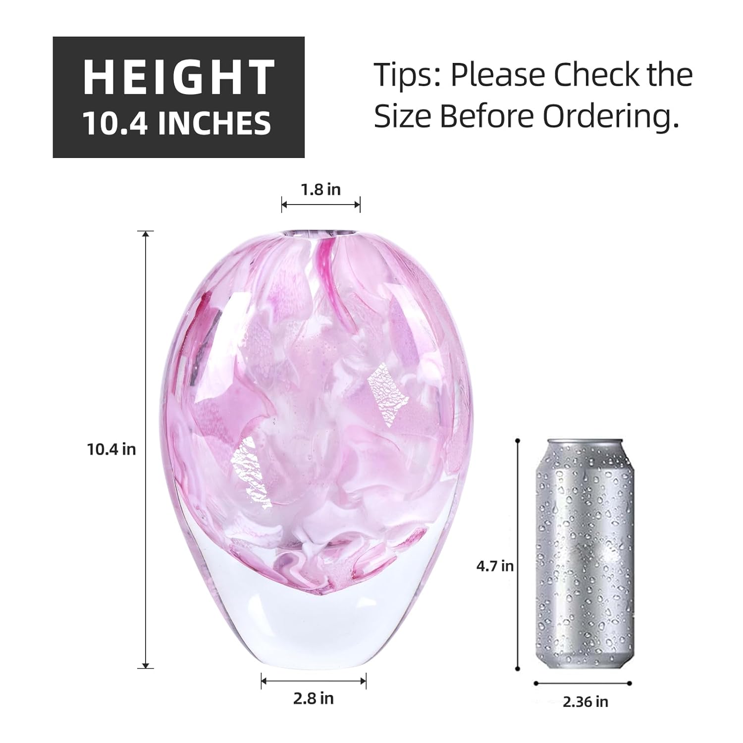 KAMMAK 8HPFH02141 glass vase front view in product description