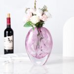 KAMMAK Colored Glass Vase, Beautiful Hand Blown Decorative Vase, Modern Art Vase for Flower Mantle Dining Table Centerpiece, Entryway Living Room Wedding Decoration, FH02141 KAMMAK 8HPFH02141 glass vase side angle view showing silhouette