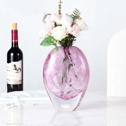 KAMMAK Colored Glass Vase, Beautiful Hand Blown Decorative Vase, Modern Art Vase for Flower Mantle Dining Table Centerpiece, Entryway Living Room Wedding Decoration, FH02141