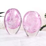 KAMMAK Colored Glass Vase, Beautiful Hand Blown Decorative Vase, Modern Art Vase for Flower Mantle Dining Table Centerpiece, Entryway Living Room Wedding Decoration, FH02141 KAMMAK 8HPFH02141 glass vase shape and proportion detail image 3