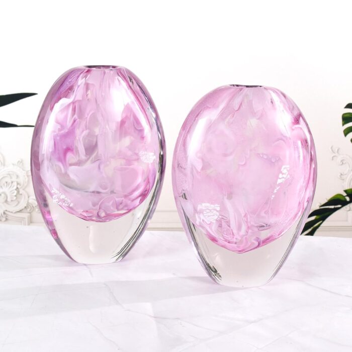 KAMMAK Colored Glass Vase, Beautiful Hand Blown Decorative Vase, Modern Art Vase for Flower Mantle Dining Table Centerpiece, Entryway Living Room Wedding Decoration, FH02141 KAMMAK 8HPFH02141 glass vase shape and proportion detail image 3