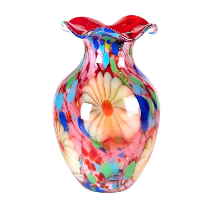 KAMMAK Colored Glass Vase, Beautiful Hand Blown Decorative Vase, Modern Art Vase for Flower Mantle Dining Table Centerpiece, Entryway Living Room Wedding Decoration, 8HPFH02124