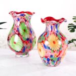 KAMMAK Colored Glass Vase, Beautiful Hand Blown Decorative Vase, Modern Art Vase for Flower Mantle Dining Table Centerpiece, Entryway Living Room Wedding Decoration, 8HPFH02124