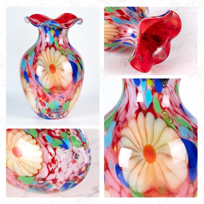 KAMMAK Colored Glass Vase, Beautiful Hand Blown Decorative Vase, Modern Art Vase for Flower Mantle Dining Table Centerpiece, Entryway Living Room Wedding Decoration, 8HPFH02124