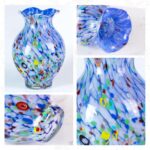 KAMMAK Colored Glass Vase, Beautiful Hand Blown Decorative Vase, Modern Art Vase for Flower Mantle Dining Table Centerpiece, Entryway Living Room Wedding Decoration, 8HPFH02125