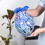 KAMMAK Colored Glass Vase, Beautiful Hand Blown Decorative Vase, Modern Art Vase for Flower Mantle Dining Table Centerpiece, Entryway Living Room Wedding Decoration, 8HPFH02125