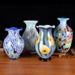 KAMMAK Colored Glass Vase, Beautiful Hand Blown Decorative Vase, Modern Art Vase for Flower Mantle Dining Table Centerpiece, Entryway Living Room Wedding Decoration, 8HPFH02125