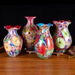 KAMMAK Colored Glass Vase, Beautiful Hand Blown Decorative Vase, Modern Art Vase for Flower Mantle Dining Table Centerpiece, Entryway Living Room Wedding Decoration, 8HPFH02126