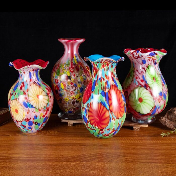 KAMMAK Colored Glass Vase, Beautiful Hand Blown Decorative Vase, Modern Art Vase for Flower Mantle Dining Table Centerpiece, Entryway Living Room Wedding Decoration, 8HPFH02126