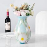 KAMMAK Colored Glass Vase, Beautiful Hand Blown Decorative Vase, Modern Art Vase for Flower Mantle Dining Table Centerpiece, Entryway Living Room Wedding Decoration, 8HPFH02127