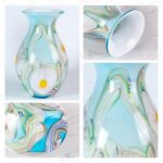 KAMMAK Colored Glass Vase, Beautiful Hand Blown Decorative Vase, Modern Art Vase for Flower Mantle Dining Table Centerpiece, Entryway Living Room Wedding Decoration, 8HPFH02127