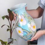 KAMMAK Colored Glass Vase, Beautiful Hand Blown Decorative Vase, Modern Art Vase for Flower Mantle Dining Table Centerpiece, Entryway Living Room Wedding Decoration, 8HPFH02127