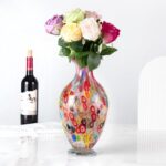 KAMMAK Colored Glass Vase, Beautiful Hand Blown Decorative Vase, Modern Art Vase for Flower Mantle Dining Table Centerpiece, Entryway Living Room Wedding Decoration, 8HPFH02129