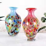KAMMAK Colored Glass Vase, Beautiful Hand Blown Decorative Vase, Modern Art Vase for Flower Mantle Dining Table Centerpiece, Entryway Living Room Wedding Decoration, 8HPFH02129