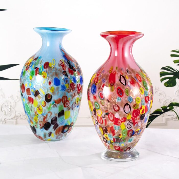KAMMAK Colored Glass Vase, Beautiful Hand Blown Decorative Vase, Modern Art Vase for Flower Mantle Dining Table Centerpiece, Entryway Living Room Wedding Decoration, 8HPFH02129
