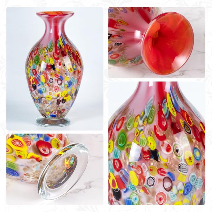 KAMMAK Colored Glass Vase, Beautiful Hand Blown Decorative Vase, Modern Art Vase for Flower Mantle Dining Table Centerpiece, Entryway Living Room Wedding Decoration, 8HPFH02129