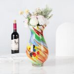 KAMMAK Colored Glass Vase, Beautiful Hand Blown Decorative Vase, Modern Art Vase for Flower Mantle Dining Table Centerpiece, Entryway Living Room Wedding Decoration, 8HPFH02131